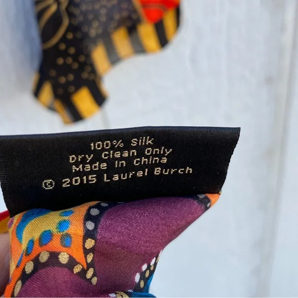 Laurel Burch Vibrant Silk Cat Print Scarf - Picture 5 of 7